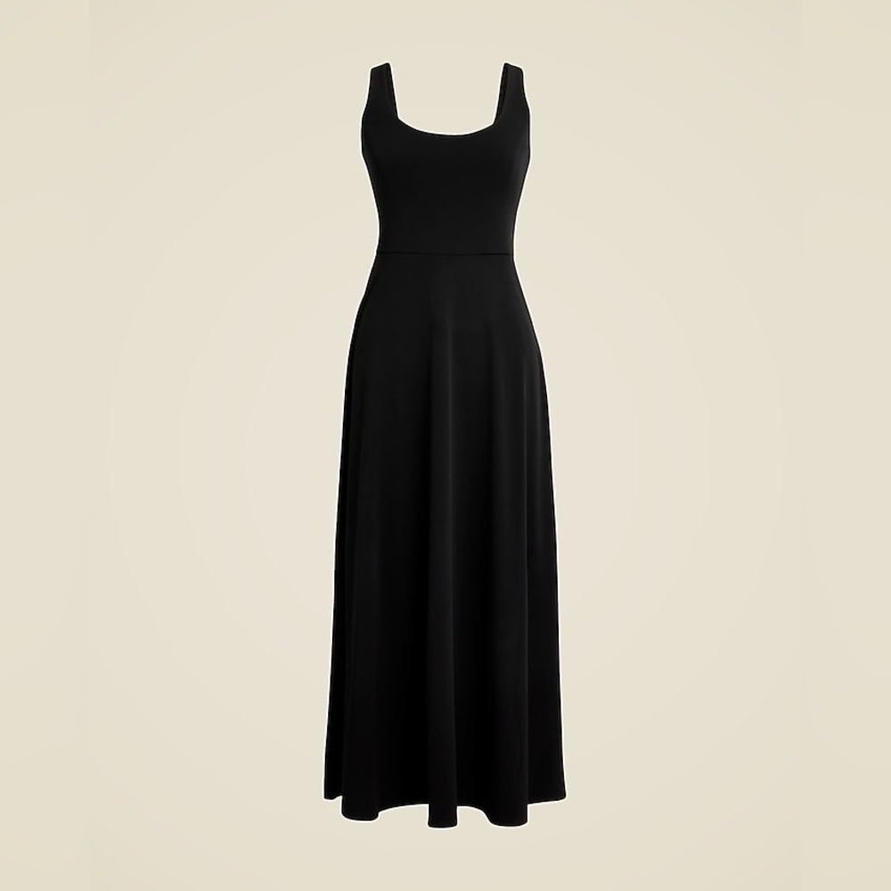 J. Crew Scoopneck A-line midi dress in matte jersey size XXS Black